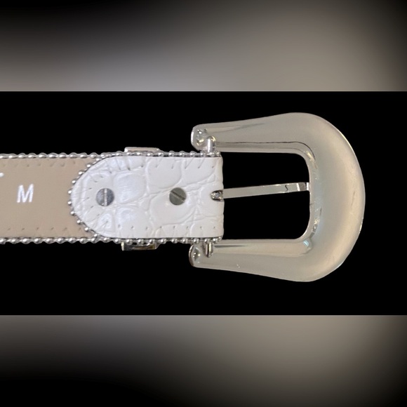 DNA Premium White & Silver Diamond Rhinestone Cowgirl Crocodile Belt - Picture 10 of 13
